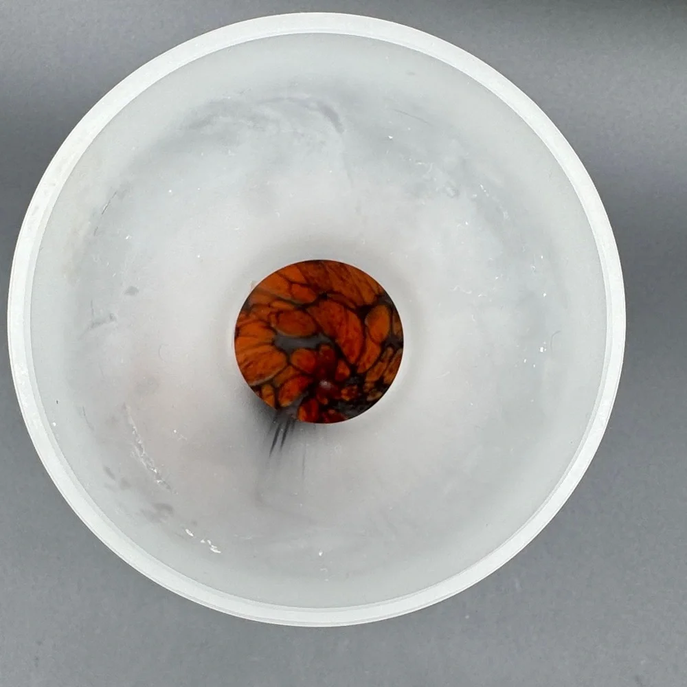 Tarnowiec Frosted Glass Orange and Black Vase Hand Blown Art Glass 10